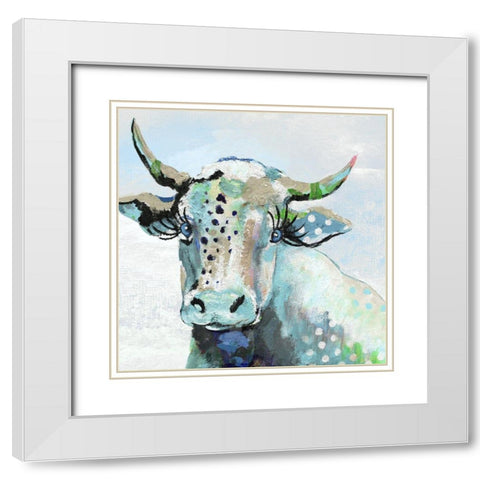 Blue Moood White Modern Wood Framed Art Print with Double Matting by Tava Studios