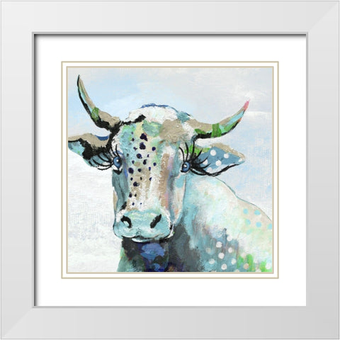 Blue Moood White Modern Wood Framed Art Print with Double Matting by Tava Studios