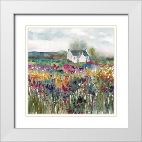 Wildflower Cottage White Modern Wood Framed Art Print with Double Matting by Robinson, Carol