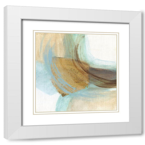 Blue Rythm I White Modern Wood Framed Art Print with Double Matting by Tava Studios