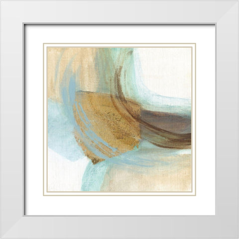 Blue Rythm I White Modern Wood Framed Art Print with Double Matting by Tava Studios