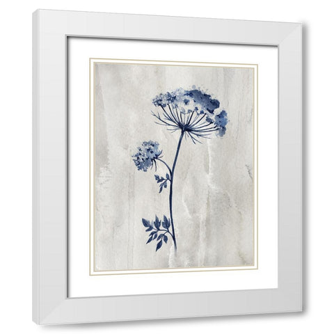 Indigo Botanical I White Modern Wood Framed Art Print with Double Matting by Knutsen, Conrad