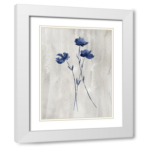Indigo Botanical III White Modern Wood Framed Art Print with Double Matting by Knutsen, Conrad