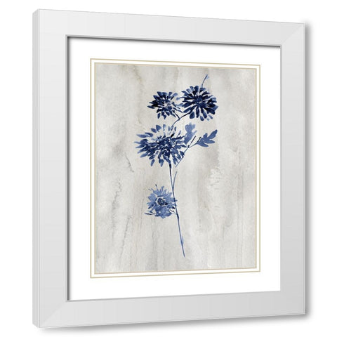 Indigo Botanical IV White Modern Wood Framed Art Print with Double Matting by Knutsen, Conrad