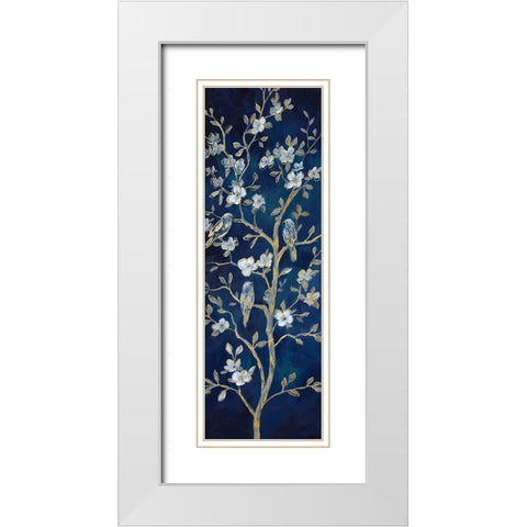 Indigo Spring I White Modern Wood Framed Art Print with Double Matting by Nan