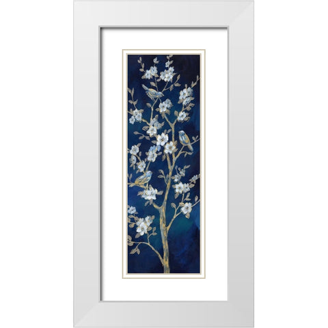 Indigo Spring II White Modern Wood Framed Art Print with Double Matting by Nan