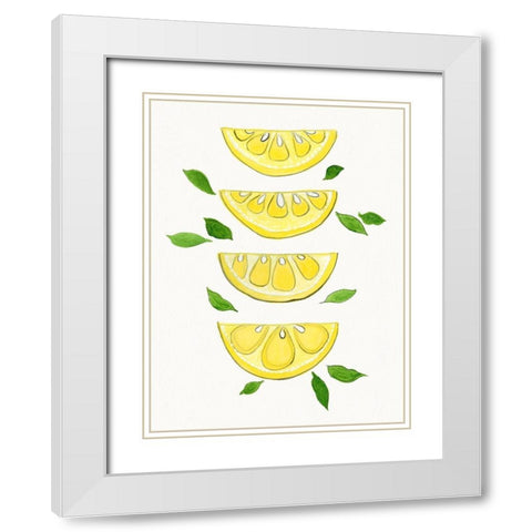 Lemon Slices White Modern Wood Framed Art Print with Double Matting by Tava Studios