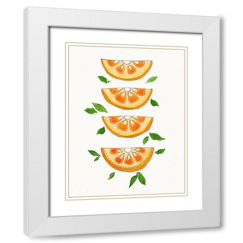 Orange Slices White Modern Wood Framed Art Print with Double Matting by Tava Studios