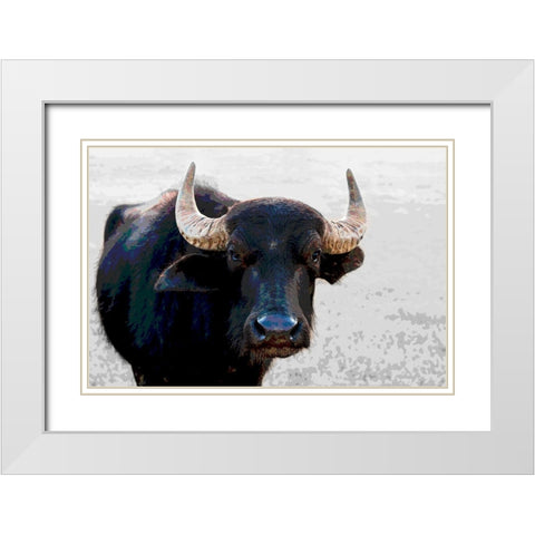 Buffalo Meets Warhol White Modern Wood Framed Art Print with Double Matting by Tondini, Nico