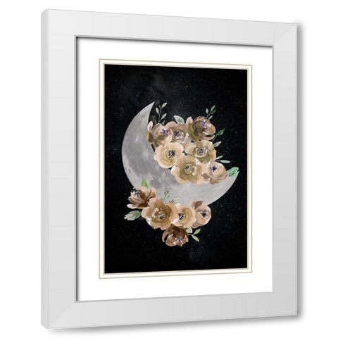 Bohemian Moon White Modern Wood Framed Art Print with Double Matting by Santiago, Daniela