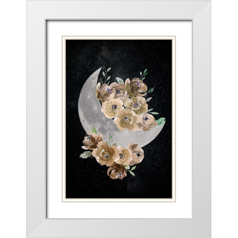 Bohemian Moon White Modern Wood Framed Art Print with Double Matting by Santiago, Daniela