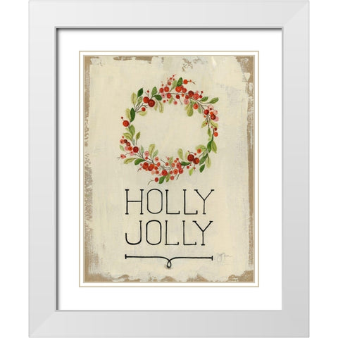 Holly Jolly White Modern Wood Framed Art Print with Double Matting by Tava Studios