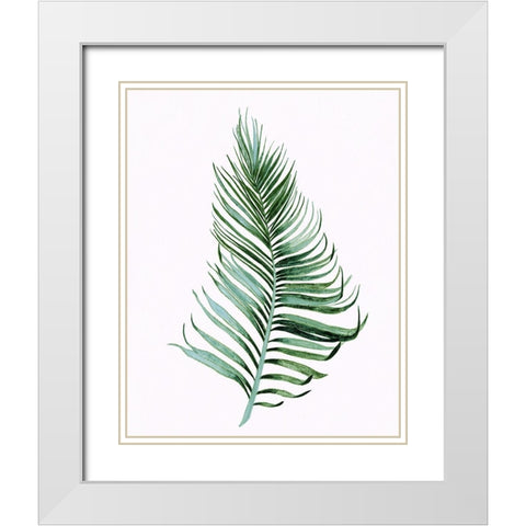 Sage Frond II White Modern Wood Framed Art Print with Double Matting by Tava Studios