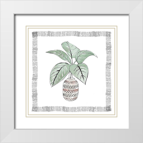 Zebra Plant White Modern Wood Framed Art Print with Double Matting by Tava Studios