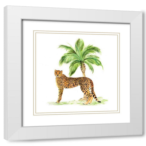 Jungle Cat II White Modern Wood Framed Art Print with Double Matting by Tava Studios