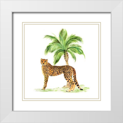 Jungle Cat II White Modern Wood Framed Art Print with Double Matting by Tava Studios