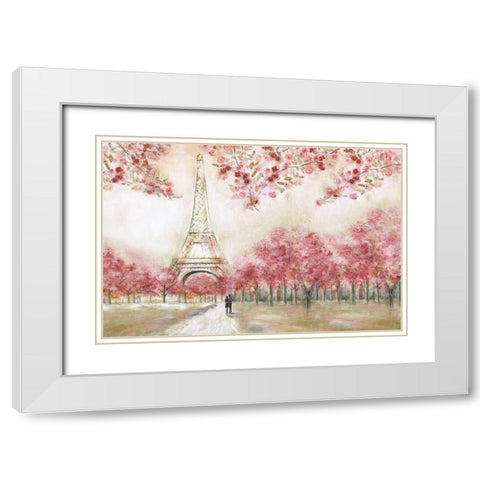 Spring In Paris White Modern Wood Framed Art Print with Double Matting by Tava Studios