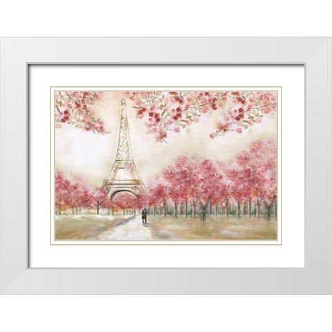 Spring In Paris White Modern Wood Framed Art Print with Double Matting by Tava Studios