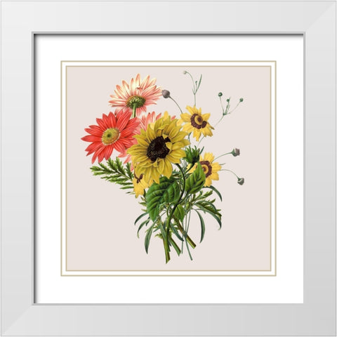 Sunflower White Modern Wood Framed Art Print with Double Matting by Jill, Susan