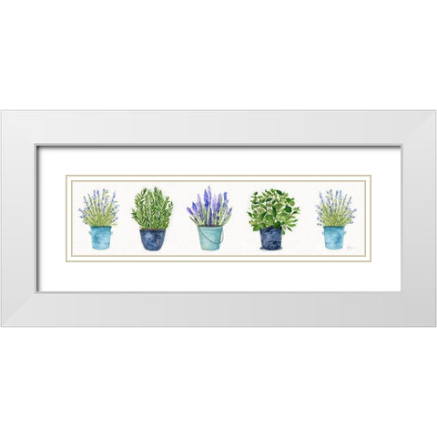 Herbs In A Row White Modern Wood Framed Art Print with Double Matting by Tava Studios