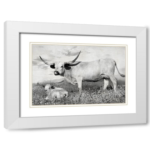 Buttercup and Bluebonnet White Modern Wood Framed Art Print with Double Matting by Ditto, Larry