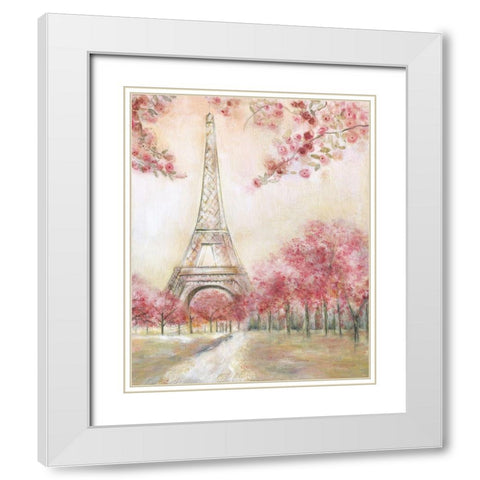 Paris Spring White Modern Wood Framed Art Print with Double Matting by Tava Studios