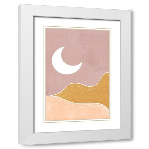 Sedona Moon White Modern Wood Framed Art Print with Double Matting by Santiago, Daniela