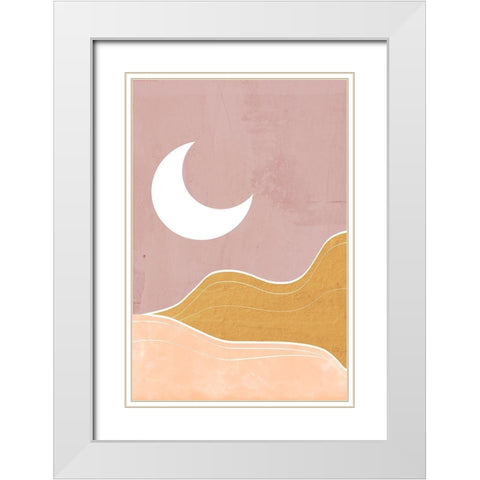 Sedona Moon White Modern Wood Framed Art Print with Double Matting by Santiago, Daniela