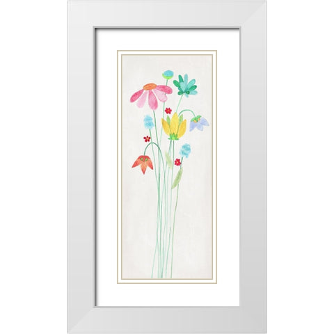 Whimsy Flowers I White Modern Wood Framed Art Print with Double Matting by Tava Studios
