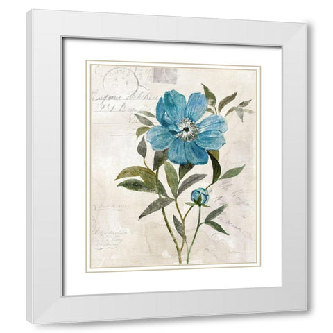 Linen Peony White Modern Wood Framed Art Print with Double Matting by Robinson, Carol