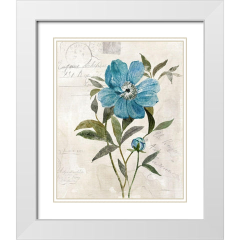 Linen Peony White Modern Wood Framed Art Print with Double Matting by Robinson, Carol