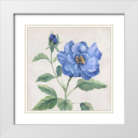 Blue Grandiflora II White Modern Wood Framed Art Print with Double Matting by Nan
