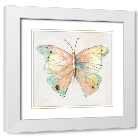 Artful Butterfly I White Modern Wood Framed Art Print with Double Matting by Tava Studios