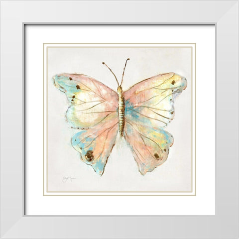 Artful Butterfly I White Modern Wood Framed Art Print with Double Matting by Tava Studios