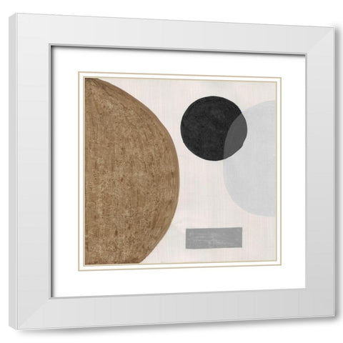 Neutral Stones I White Modern Wood Framed Art Print with Double Matting by Tava Studios