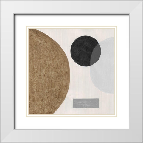 Neutral Stones I White Modern Wood Framed Art Print with Double Matting by Tava Studios