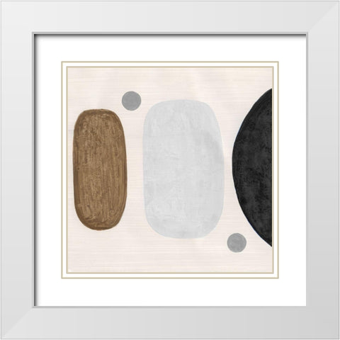 Neutral Stones II White Modern Wood Framed Art Print with Double Matting by Tava Studios