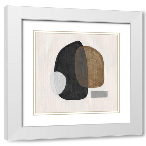 Neutral Stones III White Modern Wood Framed Art Print with Double Matting by Tava Studios