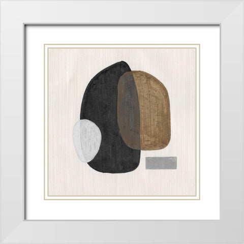 Neutral Stones III White Modern Wood Framed Art Print with Double Matting by Tava Studios