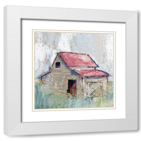 Pastel Barn I White Modern Wood Framed Art Print with Double Matting by Robinson, Carol