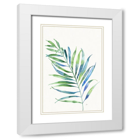 Aqua Fond II White Modern Wood Framed Art Print with Double Matting by Nan