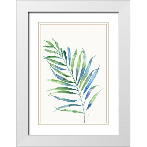 Aqua Fond II White Modern Wood Framed Art Print with Double Matting by Nan