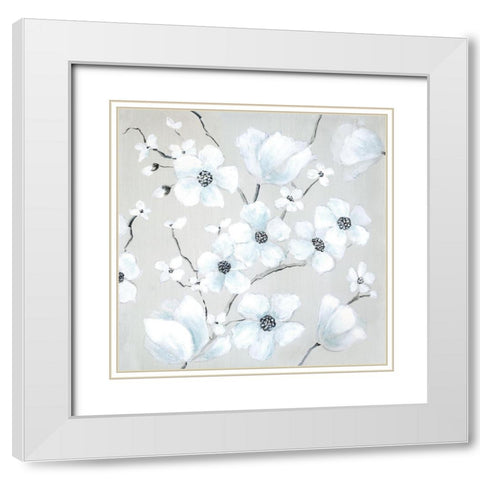 Fantasy Dogwood White Modern Wood Framed Art Print with Double Matting by Tava Studios