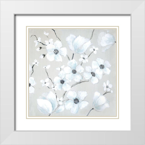 Fantasy Dogwood White Modern Wood Framed Art Print with Double Matting by Tava Studios