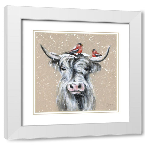 Playful Winter White Modern Wood Framed Art Print with Double Matting by Tava Studios