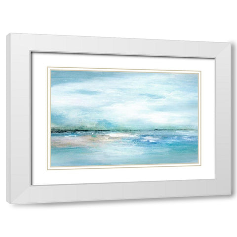 Silhouette Sunset White Modern Wood Framed Art Print with Double Matting by Tava Studios