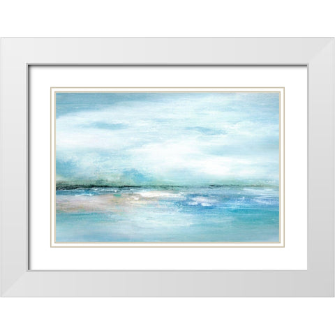 Silhouette Sunset White Modern Wood Framed Art Print with Double Matting by Tava Studios