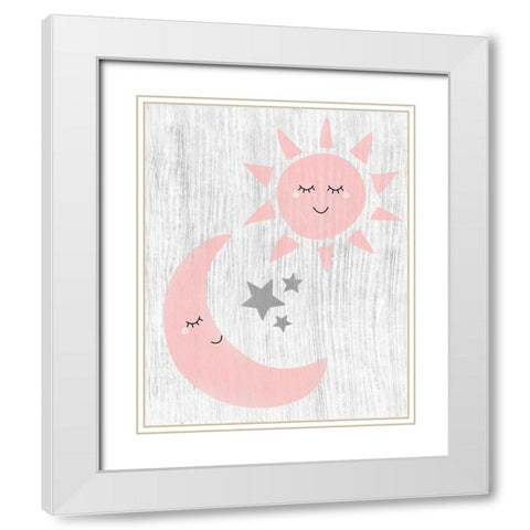 Sun and Moon White Modern Wood Framed Art Print with Double Matting by CAD Designs