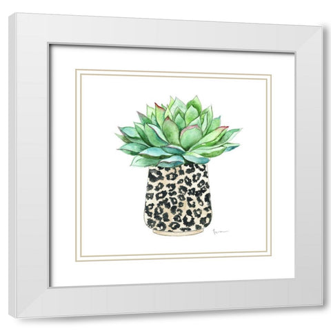 Spotted Succulent White Modern Wood Framed Art Print with Double Matting by Tava Studios