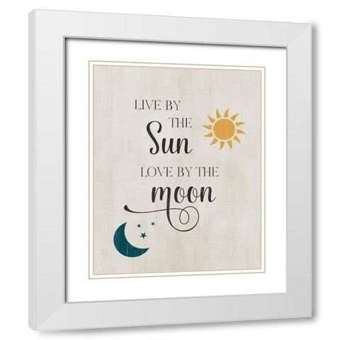 Sun and Moon White Modern Wood Framed Art Print with Double Matting by CAD Designs
